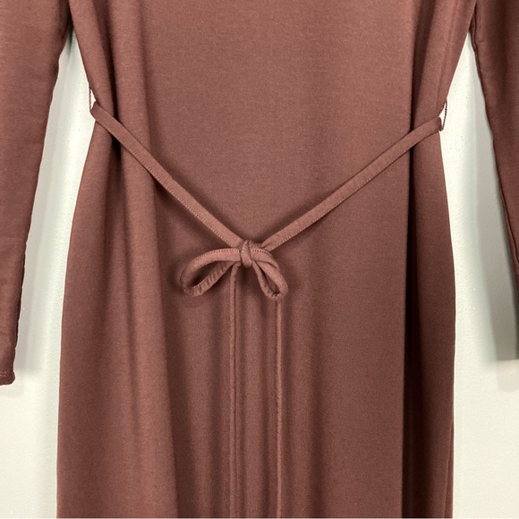 Garnet Hill Turtleneck Midi Dress Women’s Size XS Terry Knit Waist Tie Stretch - Picture 5 of 9